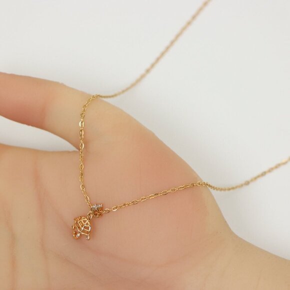 "Delicate Rose Gold Plated Necklace with Umbrella Charm,  XPNL0147 - Picture 3 of 13